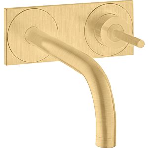 hansgrohe Axor Uno Fertigmontageset 38115250 Unterputz-Waschtischarmatur, Pin-Griff, Platte, Ausladung 225 mm, brushed gold optic
